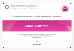 International Society of Female Associates Recognition Certificate