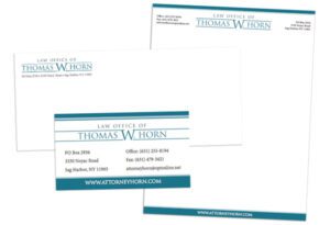Business Card, letterhead, envelope Sample for The Law Offices of Thomas Horn