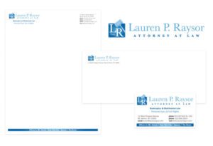 Business Card, letterhead, envelope Sample for Attorney Lauren P Raysor